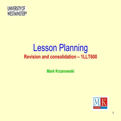 Lesson planning-revision&consolidation