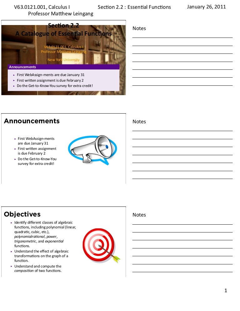 Lesson 2 A Catalog Of Essential Functions Handout Lesson 2 A Catalog Of Essential Functions Handout