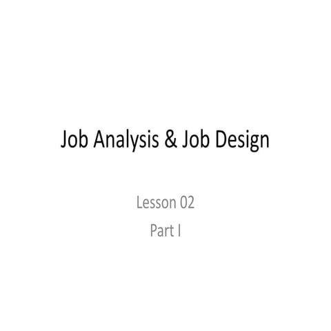 Job Analysis & Job Design