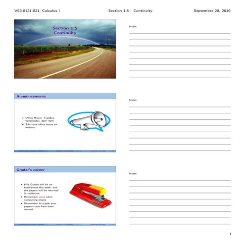 Lesson 5: Continuity (Section 21 handout)