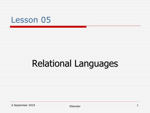 Lesson05 relational languages sql