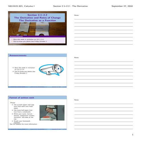 Lesson 7: The Derivative (Section 21 handout)