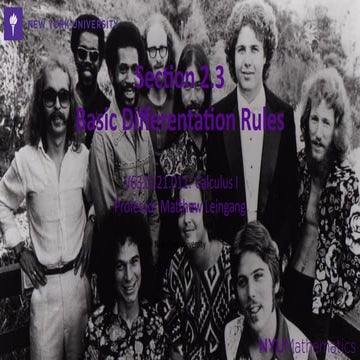 Lesson 8: Basic Differentation Rules (slides)