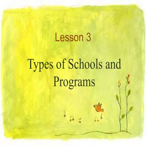 Lesson 3 : Types of Schools and Programs