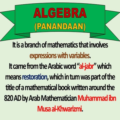 Forming algebraic expressions