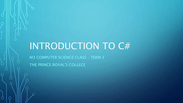 Lesson 2: Introduction to C# | PPT