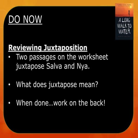 A Long Walk to Water: Lesson1 unit3