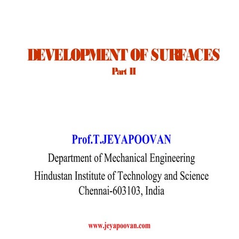 Lesson 10 Development of surfaces - Part II