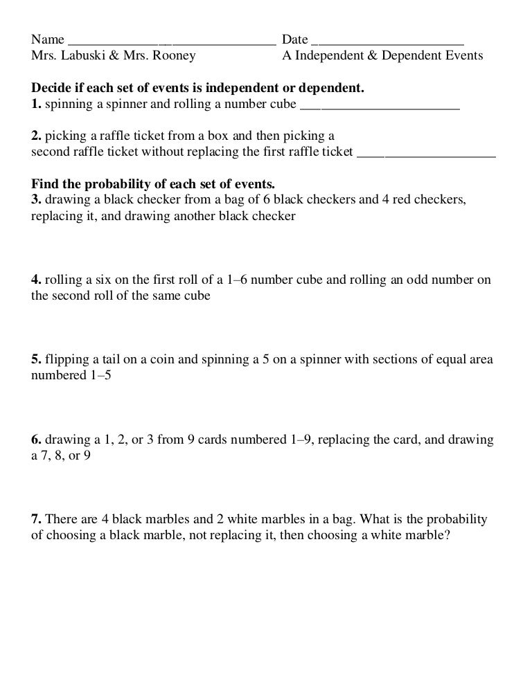 Lesson 11 5 b - a independent dependent events