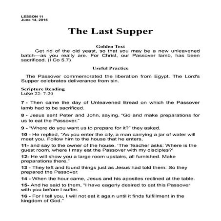 Lesson  11, june 14, 2015