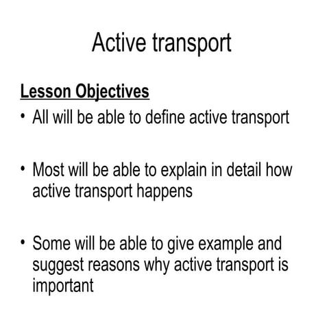 Mrs Abrey Lesson 1 and 2 active transport