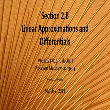 Lesson 12: Linear Approximations and Differentials (slides)