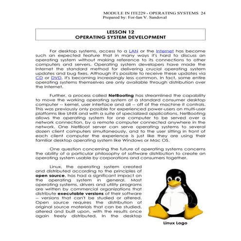 Lesson 12 Operating System Development | DOC