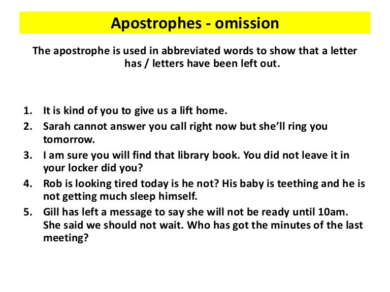 Lesson 12 apostrophes