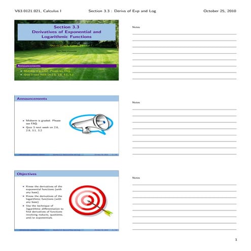 Lesson 14: Derivatives of Exponential and Logarithmic Functions (Section 021 ...