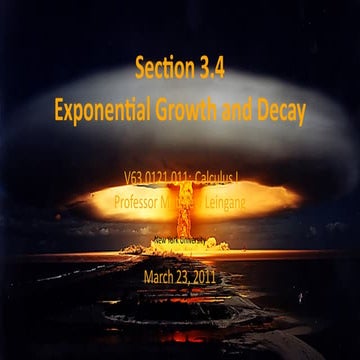 Lesson 15: Exponential Growth and Decay (slides)