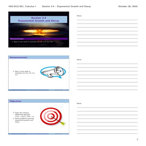 Lesson 15: Exponential Growth and Decay (Section 021 handout)