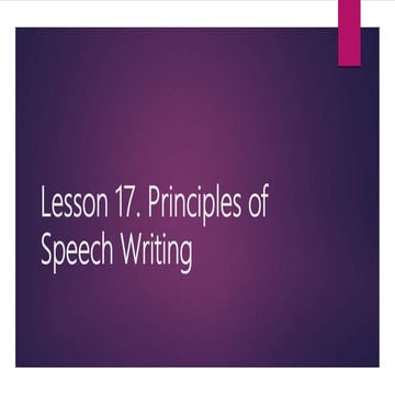 Lesson 17 principles of speech writing