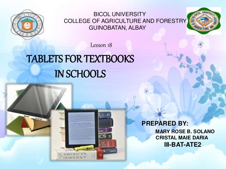 Lesson 18 Tablets for Textbooks in Scools