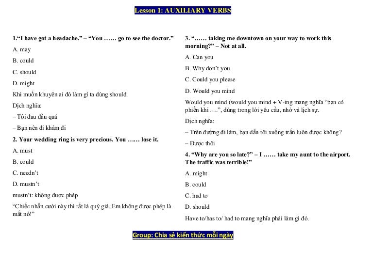 lesson 1 auxiliary verbs