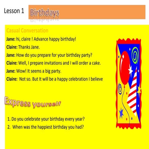 Lesson 1 Birthdays | PPT