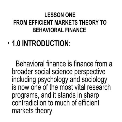LESSON 1  EFFICIENT MARKETS  TO B FIN..ppt