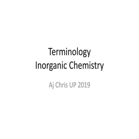 Chemical Terminology: Lesson 1 elements and reactions