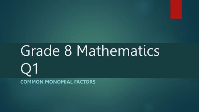 Lesson 1 Factoring Polynomials For Grade 8 Pptx Lesson 1 Factoring Polynomials For Grade 8 Pptx