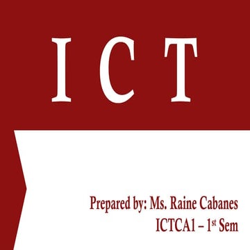 INFORMATION COMMUNICATION TECHNOLOGY: LESSON 1