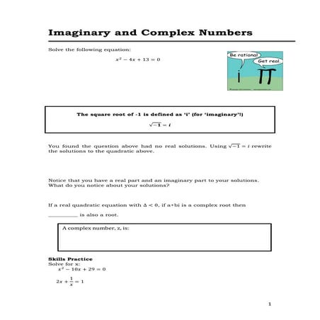 Lesson 1 imaginary and complex numbers p1 8