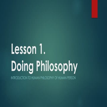 Introduction to human philosophy of the Human Person Leson 1