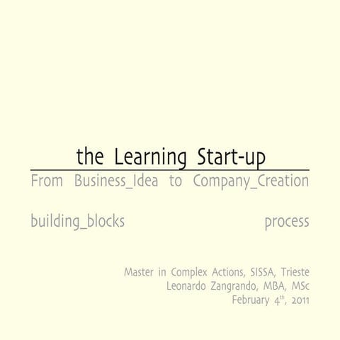 the Learning Startup intro