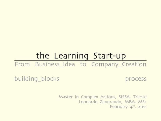 the Learning Startup intro
