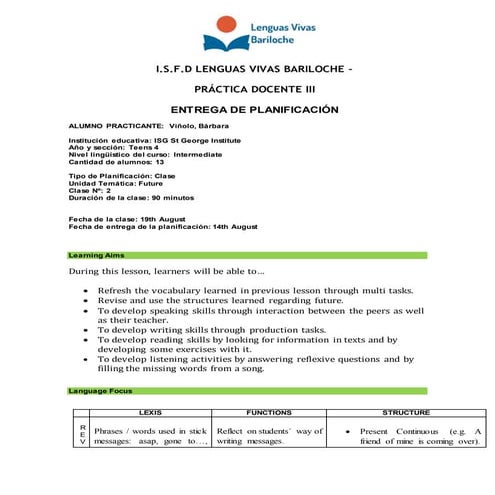 Lesson 2   19th August 