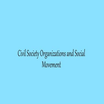 Lesson 11: CIVIL ORGANIZATION AND SOCIAL MOVEMENTS