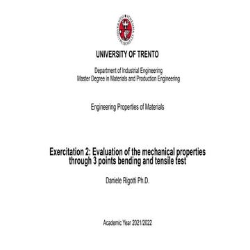 Evaluation of the mechanical properties through 3 points bending and tensile ...