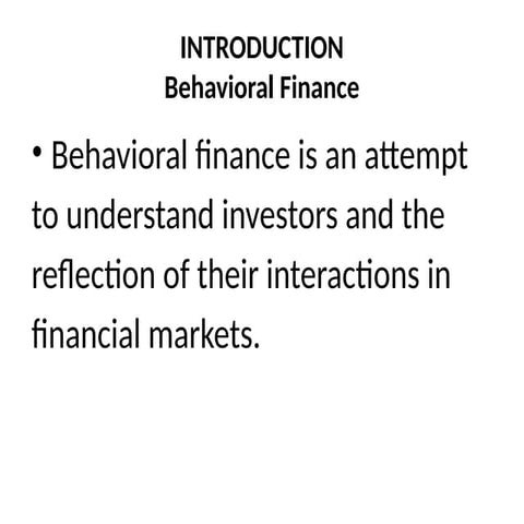 LESSON 2 introduction to behavioural finance