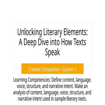 Lesson 2 - Literary Elements - Creative Composition