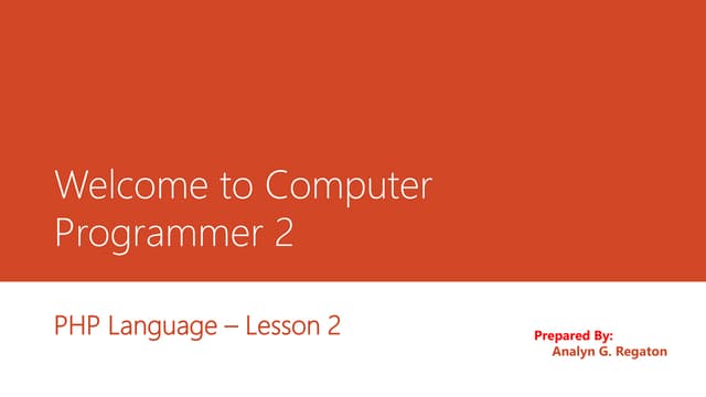 Lesson 2 php data types | PPTX | Programming Languages | Computing