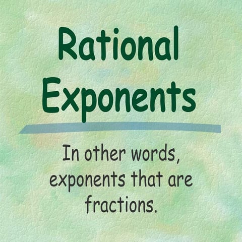SIMPLIFYING EXPRESSION INVOLVING RATIONAL EXPONENTS | PPT