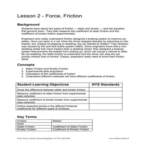 Lesson2 work, force, friction | PDF