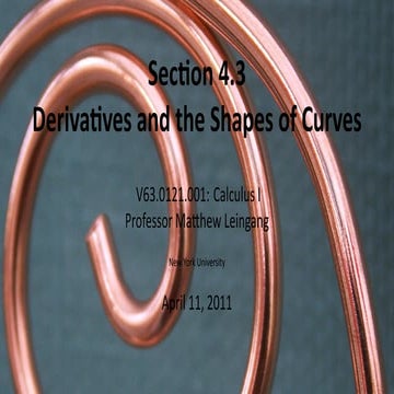 Lesson 20: Derivatives and the Shapes of Curves (slides)