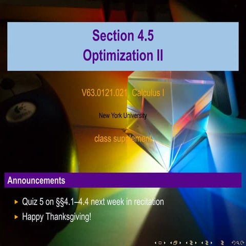 Lesson 22: Optimization II (Section 021 slides)