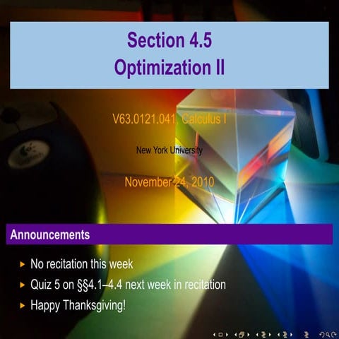 Lesson 22: Optimization II (Section 041 slides)