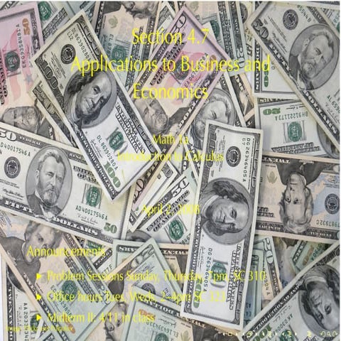 Lesson 22: Applications to Business and Economics