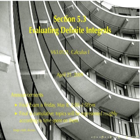 Lesson 25: Evaluating Definite Integrals (Section 4 version)