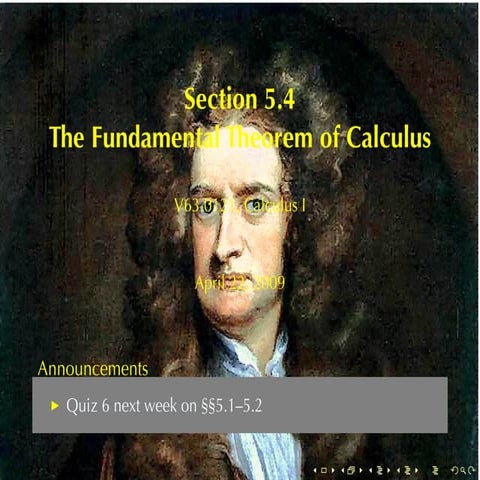 Lesson 26: The Fundamental Theorem of Calculus (Section 10 version)