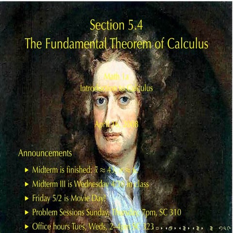 Lesson 28: The Fundamental Theorem of Calculus