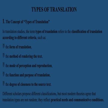 Comprehensive Overview of Types of Translation in Linguistics | PPTX