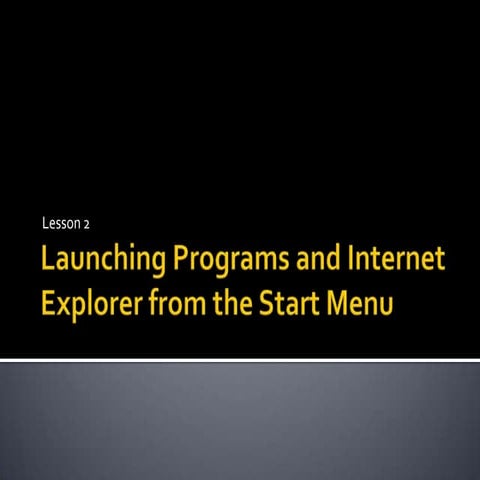 Lesson2  Launching  Programs And  Internet  Explorer From The  Start  Menu